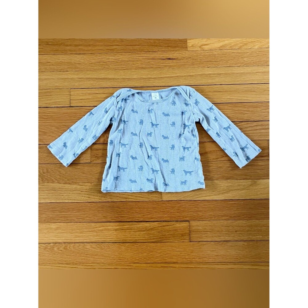 Kate Quinn Organic Cotton Blue Tiny Dog Pointelle Long Sleeve 18-24